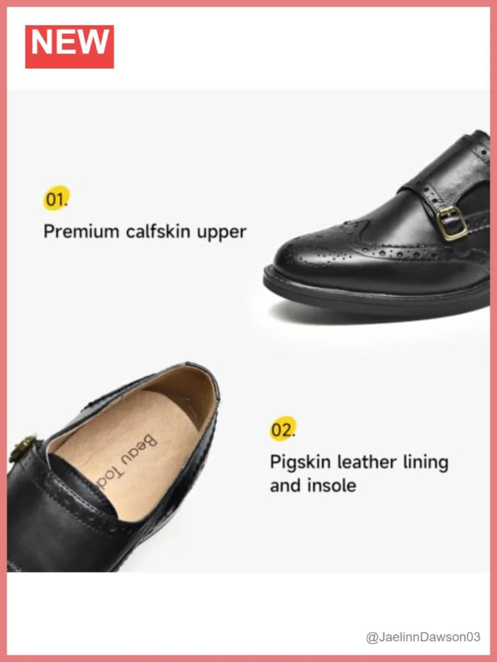 Women's Genuine Leather Monk Strap Loafers Brogues Wingtip Buckle Shoes
